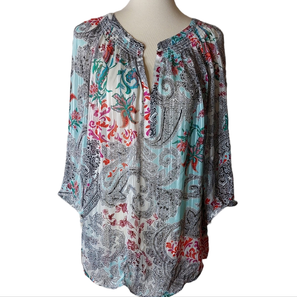 DANIELE RAINN 1X SHEER FLORAL TOP